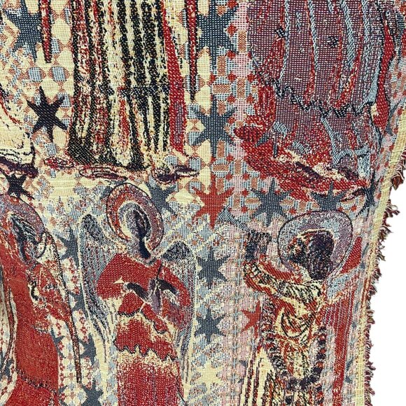 Vintage Angel Tapestry Throw Blanket Woven Cotton Jacquard - Picture 6 of 8